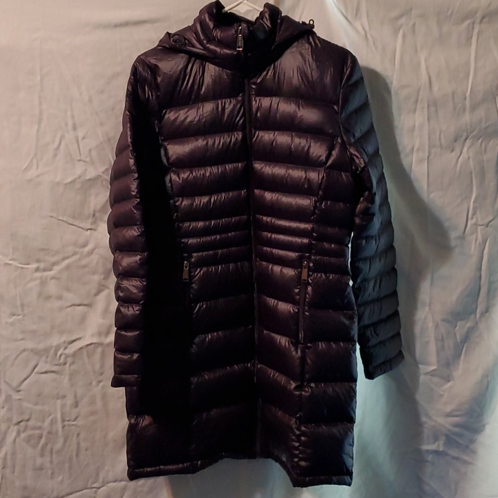 Andrew Marc Hooded Long Down Jacket